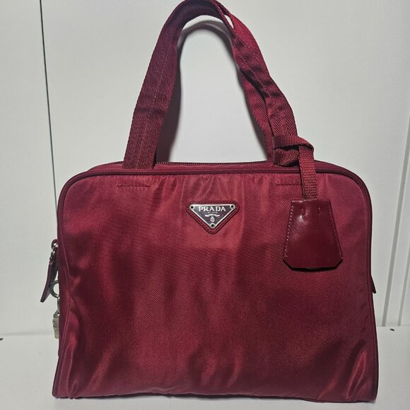 Prada Handbags - 🔥PRADA designer  nylon dark red handbag.